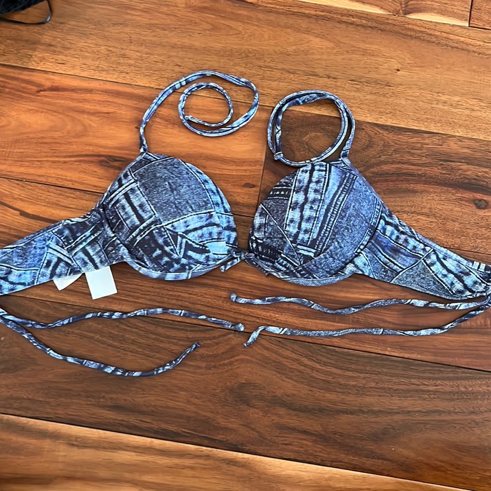 Guess Las Angeles Jean Style Bikini Top - Push Up Padded Bra - Size US 34B